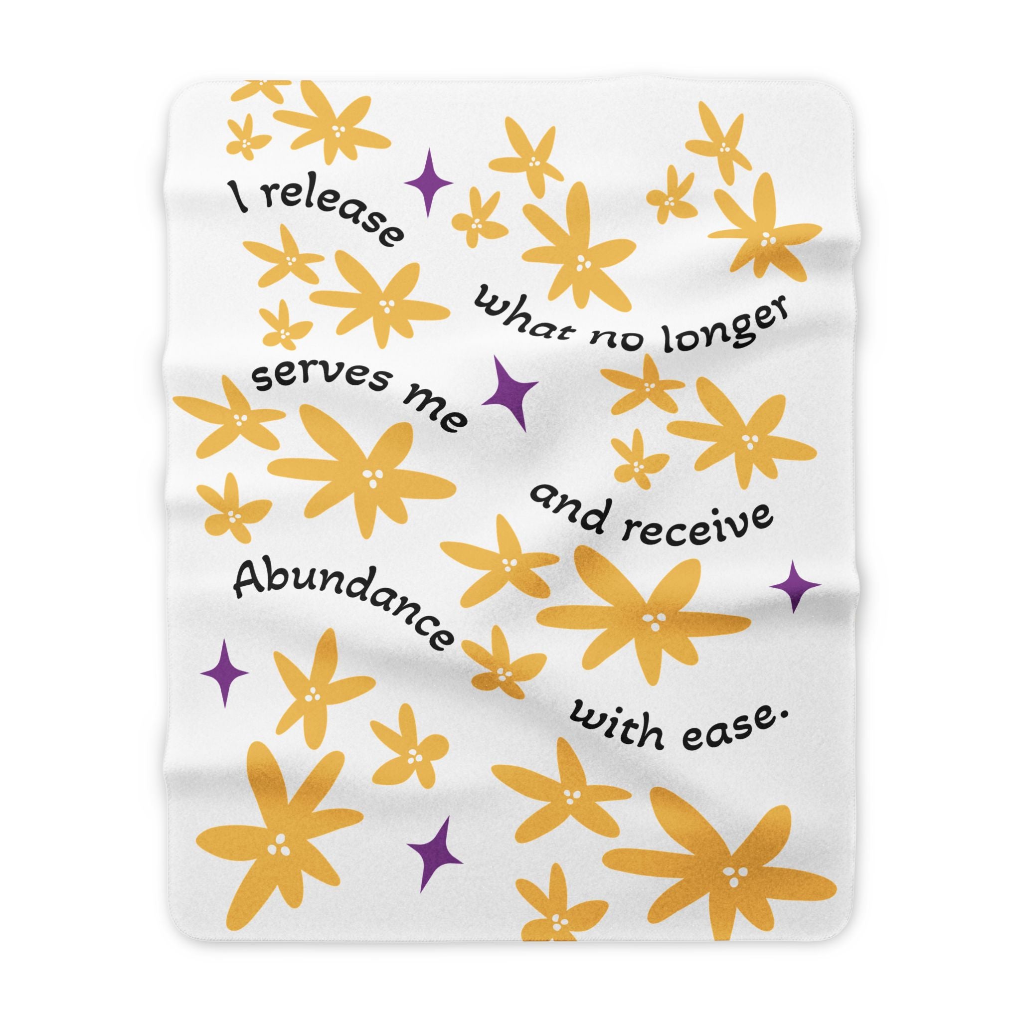 Affirmation Sherpa Blanket – “I release what no longer serves me and receive Abundance with ease.” Cozy Floral Fleece Throw