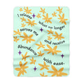 Affirmation Sherpa Blanket – “I release what no longer serves me and receive Abundance with ease.” Cozy Floral Fleece Throw